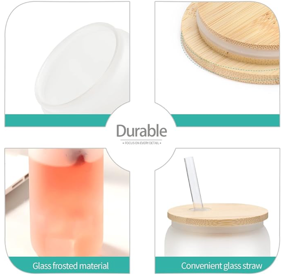 Glass Cups and Bamboo Lids